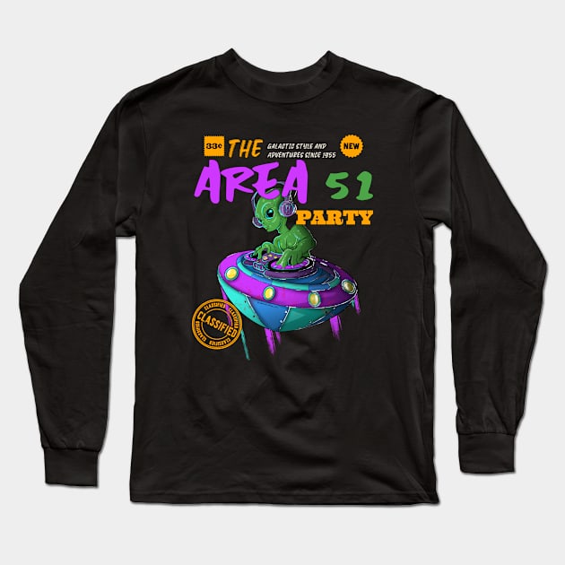 Music DJ Space Alien Long Sleeve T-Shirt by Trendy Black Sheep